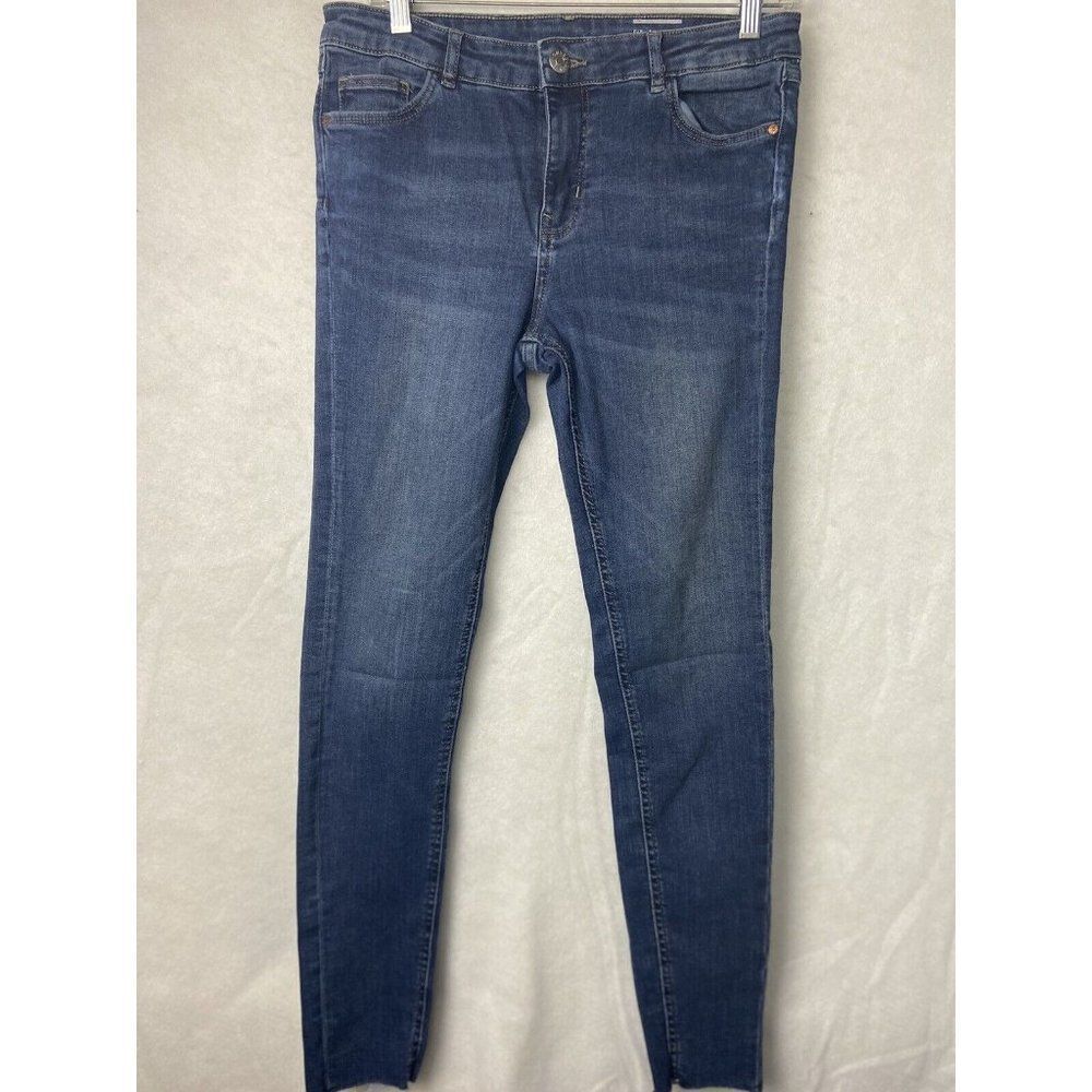 Review Women's Denim Jeans Stretch Blue Raw hem Size EUR 28